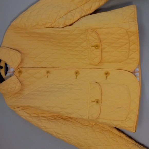 Lands End Sunshine Yellow, Quilted, Thermolite, 2 Pocket, Button Down Jacket - Picture 2 of 13